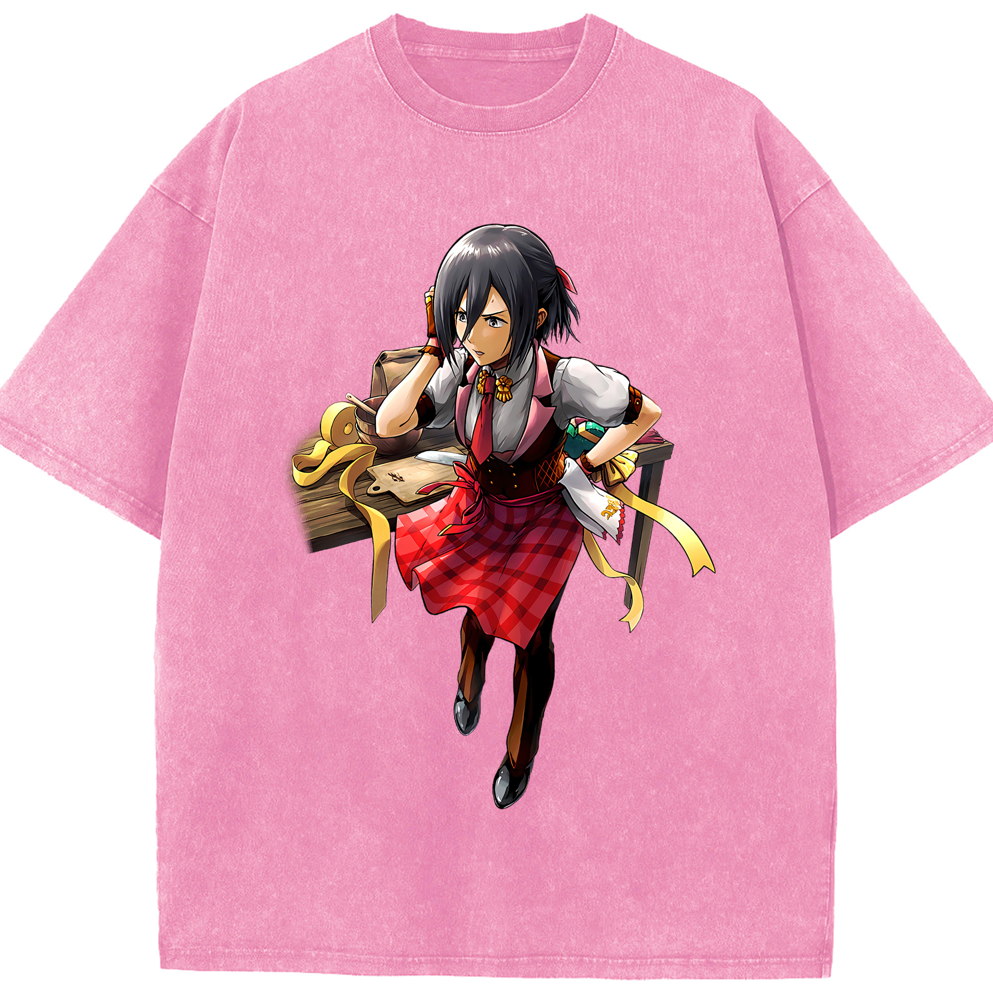 （画像用） 進撃の巨人 ミカサ·アッカーマン Attack on Titan Mikasa Ackerman 綿100% ヴィンテージ風 半袖Tシャツ（フロントプリント）